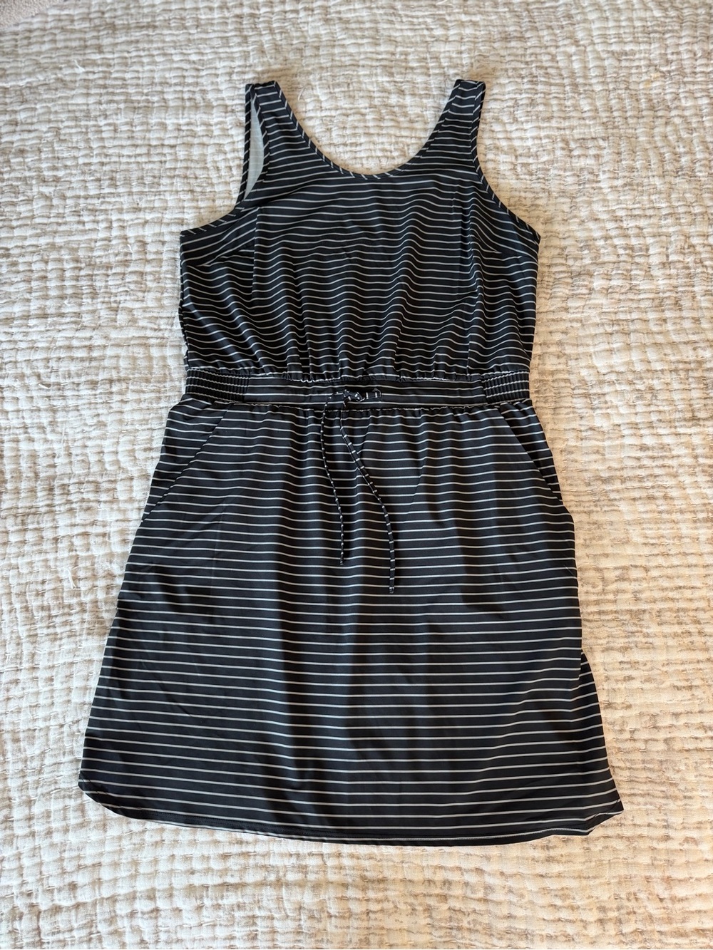 All in Motion Black and Grey Striped Tank Dress